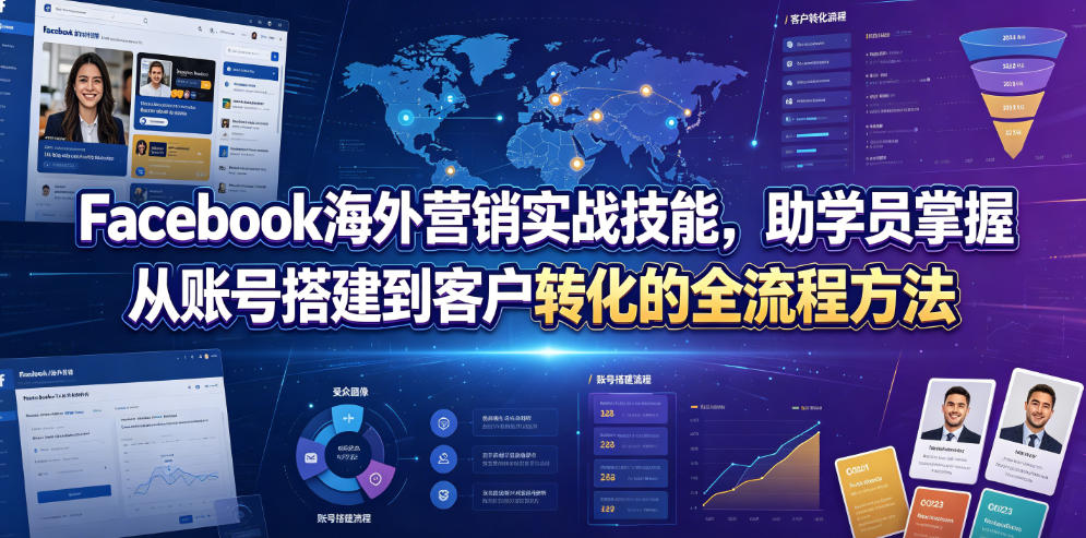 Facebook海外营销实战技能，助学员掌握从账号搭建到客户转化的全流程方法-项目汇