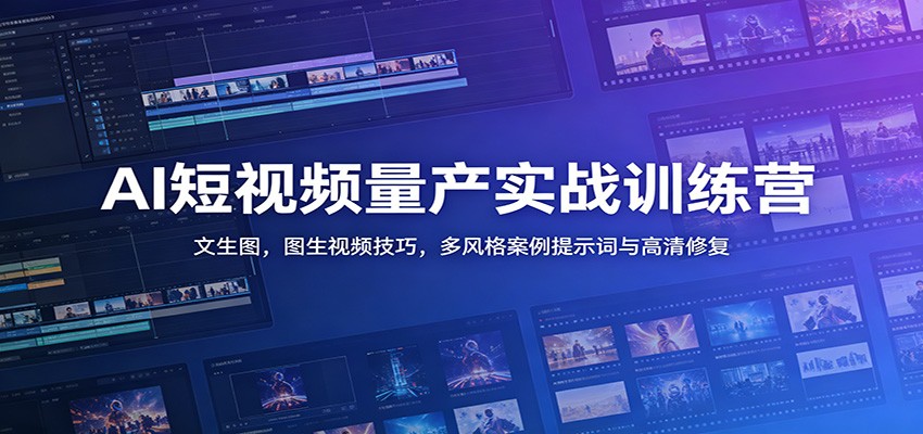 AI短视频量产实战训练营：文生图，图生视频技巧，多风格案例提示词与高清修复-项目汇