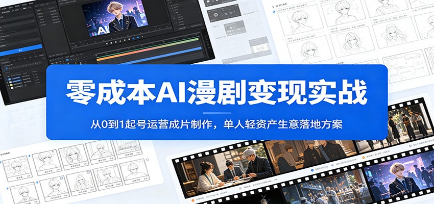 零成本AI漫剧变现实战：从0到1起号运营成片制作，单人轻资产生意落地方案-项目汇