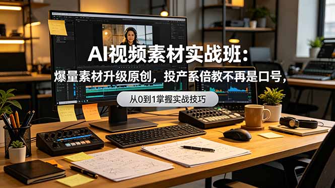 AI视频素材实战班：爆量素材升级原创，投产翻倍不再是口号，0-1系统教学实战落地-项目汇
