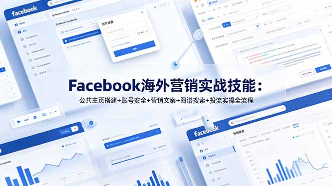Facebook海外营销实战技能：公共主页搭建+账号安全+营销文案+图谱搜索+投流实操全流程-项目汇