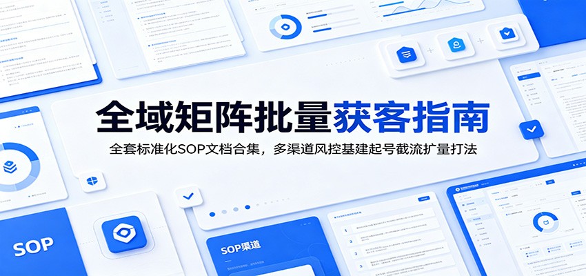 全域矩阵批量获客指南：全套标准化SOP文档合集，多渠道风控基建起号截流扩量打法-项目汇