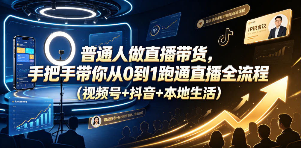 普通人做直播带货，手把手带你从0到1跑通直播全流程(视频号+抖音+本地生活)-项目汇