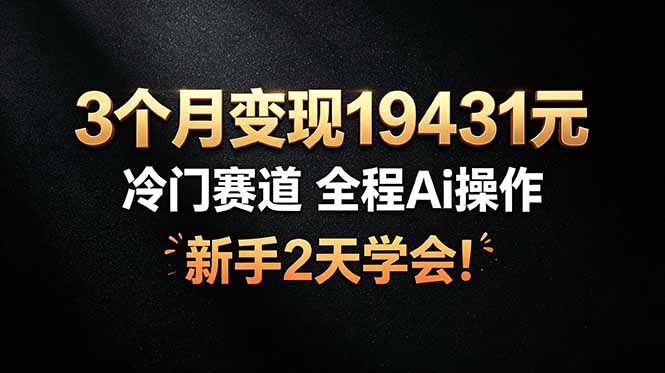 3个月变现19431元，冷门赛道 全程Ai操作，新手2天学会！-项目汇