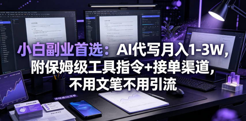 小白副业首选：AI代写月入1-3W，附保姆级工具指令+接单渠道，不用文笔不用引流【揭秘】-项目汇
