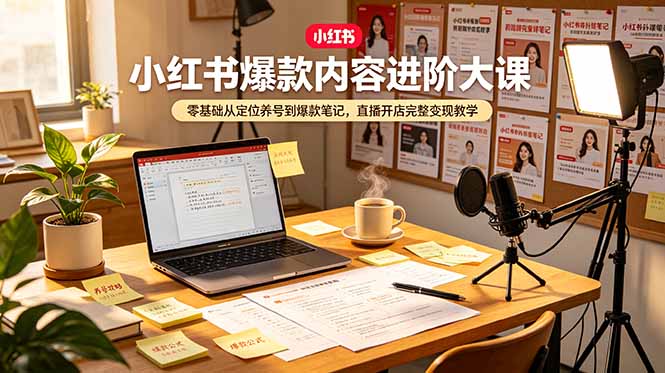 小红书爆款内容进阶大课，零基础从定位养号到爆款笔记，直播开店完整变现教学-项目汇