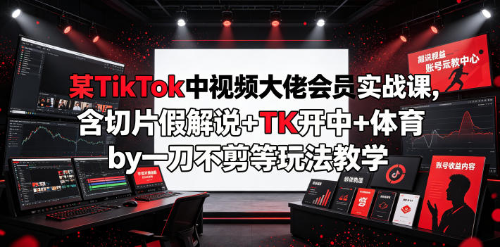 某TikTok中视频大佬会员实战课，含切片假解说+TK开中+体育by一刀不剪等玩法教学-项目汇