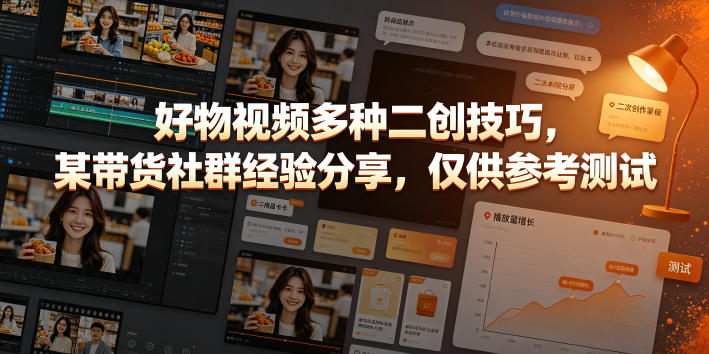 好物视频多种二创技巧，某带货社群经验分享，仅供参考测试-项目汇