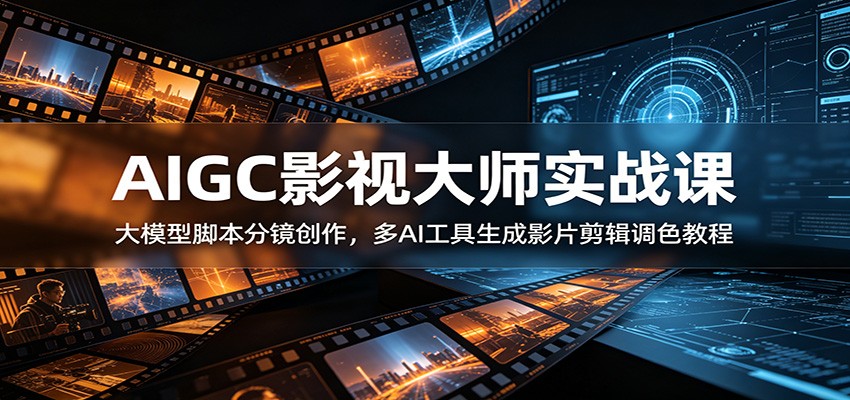 AIGC影视大师实战课:大模型脚本分镜创作,多AI工具生成影片剪辑调色教程-项目汇