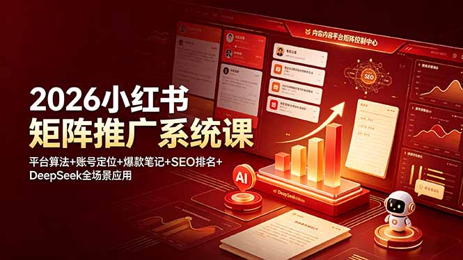 2026小红书矩阵推广系统课：平台算法+账号定位+爆款笔记+SEO排名+DeepSeek全场景应用-项目汇
