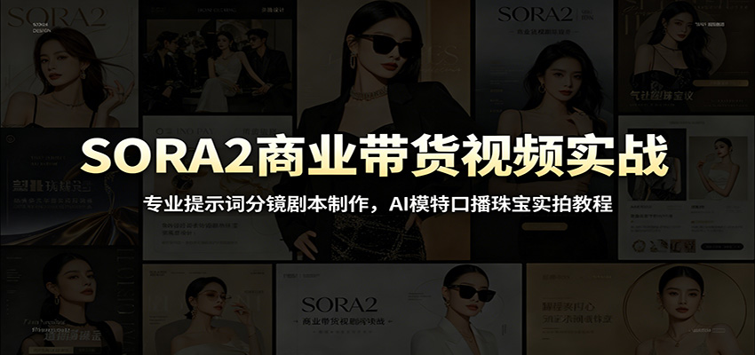 SORA2商业带货视频实战：专业提示词分镜剧本制作，AI模特口播珠宝实拍教程-项目汇