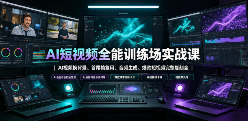 AI短视频全能训练场实战课｜AI视频换背景、首尾帧复用、音频生成、爆款短视频完整复刻全套实操教学-项目汇