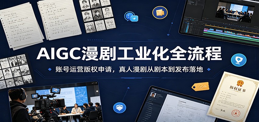 AIGC漫剧工业化全流程：账号运营版权申请，真人漫剧从剧本到发布落地-项目汇