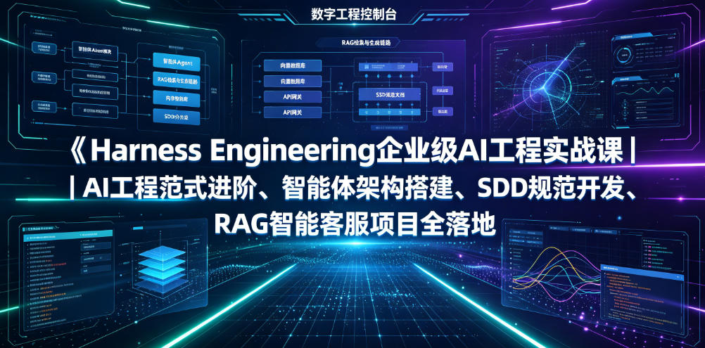 Harness Engineering企业级AI工程实战课|AI工程范式进阶、智能体架构搭建、SDD规范开发、RAG智能客服项目全落地-项目汇