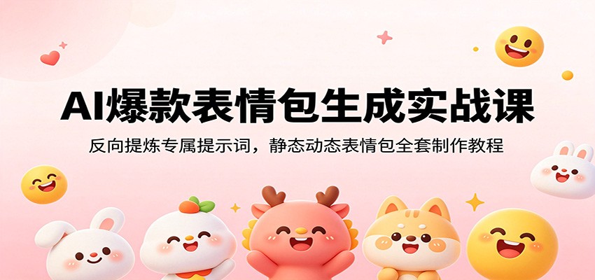 AI爆款表情包生成实战课：反向提炼专属提示词，静态动态表情包全套制作教程-项目汇