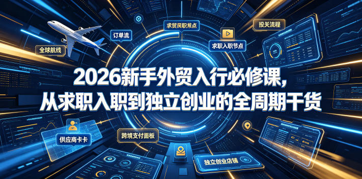 2026新手外贸入行必修课，从求职入职到独立创业的全周期干货-项目汇