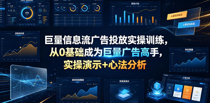 巨量信息流广告投放实操训练，从0基础成为巨量广告高手，实操演示+心法分析-项目汇