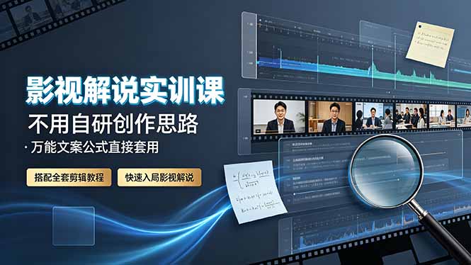 影视解说实训课：不用自研创作思路，万能文案公式直接套用，搭配全套剪辑教程，快速入局影视解说-项目汇