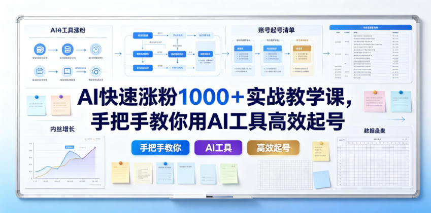 AI快速涨粉1000+实战教学课,手把手教你用AI工具高效起号-项目汇