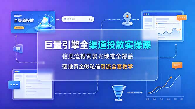 巨量引擎全渠道投放实操课，信息流搜索聚光地推全覆盖，落地页企微私信引流全套教学-项目汇