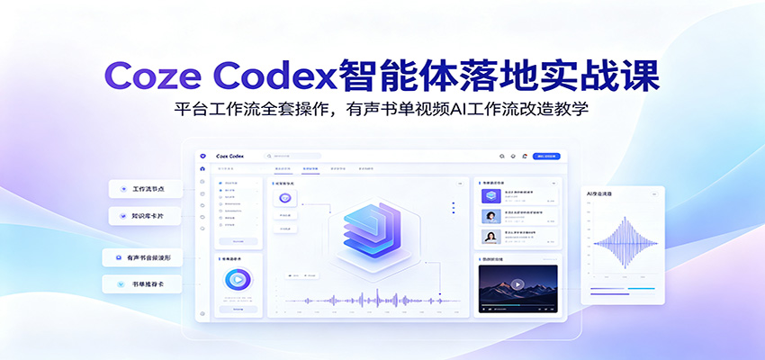 Coze Codex智能体落地实战课：平台工作流全套操作，有声书单视频AI工作流改造教学-项目汇