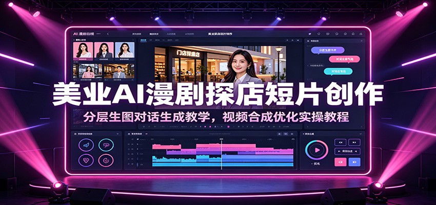 美业AI漫剧探店短片创作：分层生图对话生成教学，视频合成优化实操教程-项目汇