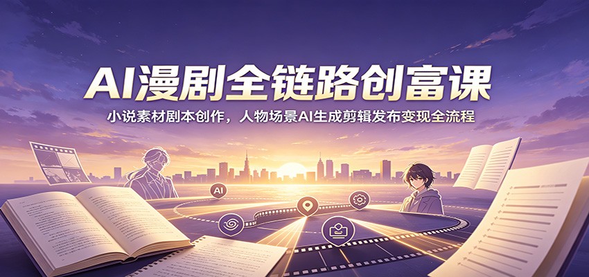 AI漫剧全链路创富课：小说素材剧本创作，人物场景AI生成剪辑发布变现全流程-项目汇