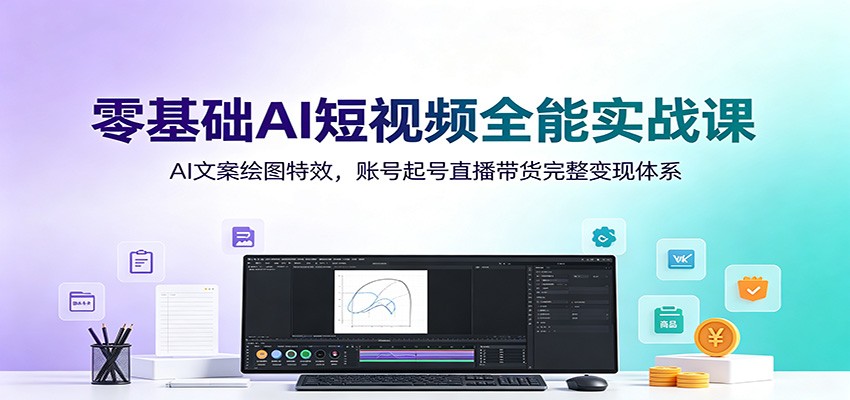 零基础AI短视频全能实战课：AI文案绘图特效，账号起号直播带货完整变现体系-项目汇