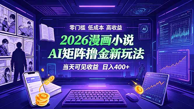 爆款小说漫画大阅读    ai矩阵操作    当天可见收益  日入400+    零门槛    高收益-项目汇