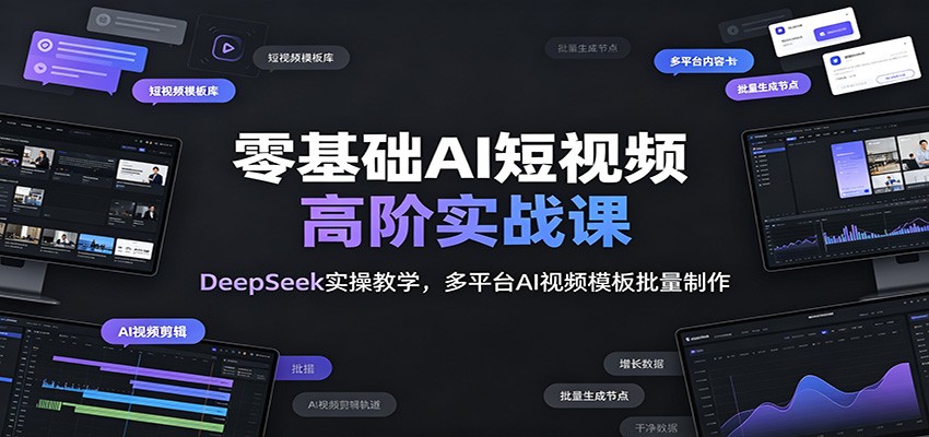 零基础AI短视频高阶实战课：DeepSeek实操教学，多平台AI视频模板批量制作-项目汇