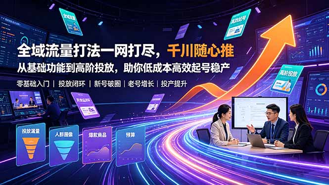 全域流量打法一网打尽，千川随心推从基础功能到高阶投放，助你低成本高效起号稳产-项目汇