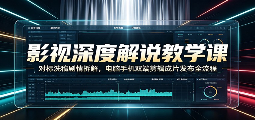 影视深度解说教学课：对标洗稿剧情拆解，电脑手机双端剪辑成片发布全流程-项目汇