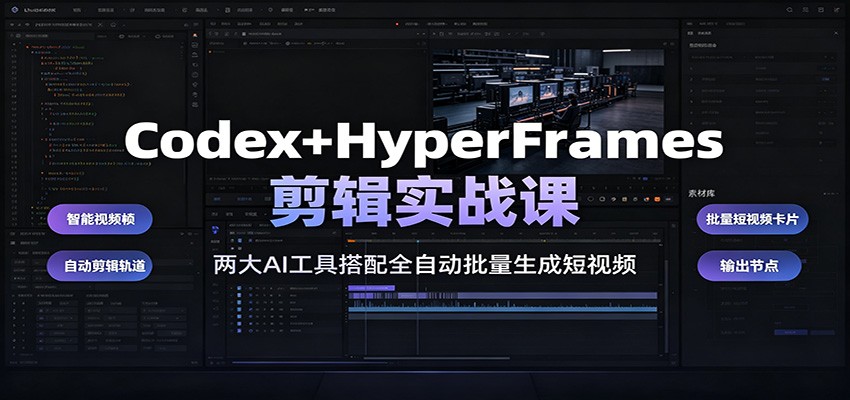 Codex+HyperFrames剪辑实战课：两大AI工具搭配全自动批量生成短视频-项目汇