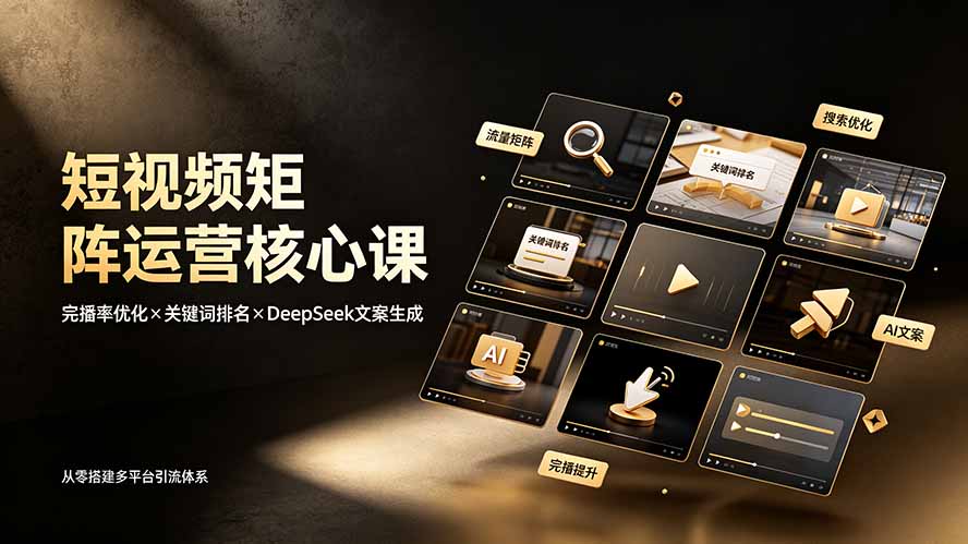 短视频矩阵运营核心课：完播率优化×关键词排名×DeepSeek文案生成，从零搭建多平台引流体系-项目汇