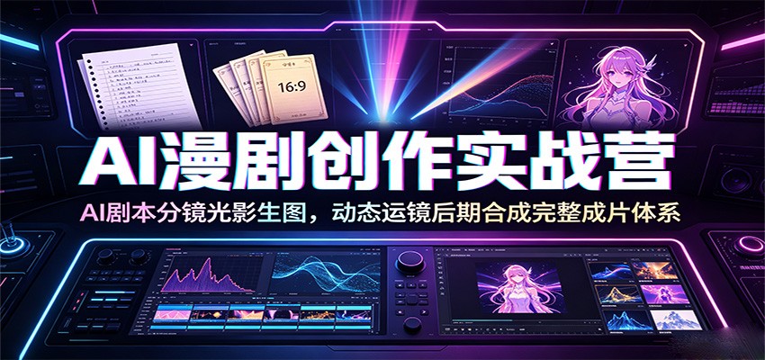 AI漫剧创作实战营：AI剧本分镜光影生图，动态运镜后期合成完整成片体系-项目汇