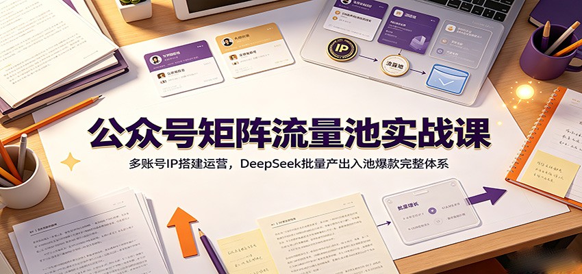 公众号矩阵流量池实战课：多账号IP搭建运营，DeepSeek批量产出入池爆款完整体系-项目汇