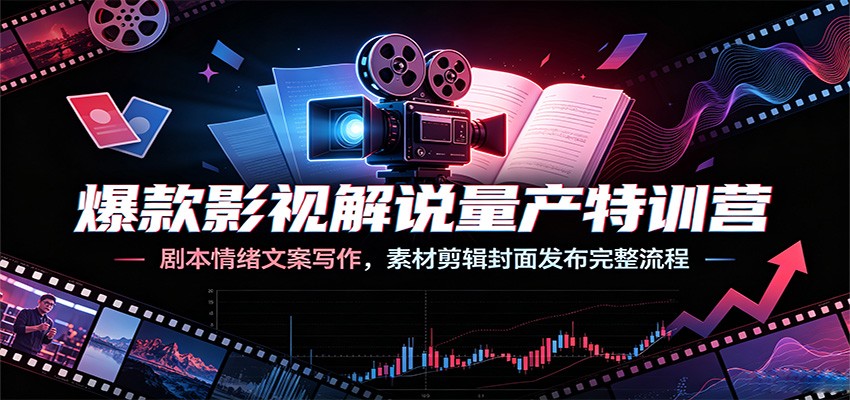 爆款影视解说量产特训营：剧本情绪文案写作，素材剪辑封面发布完整流程-项目汇