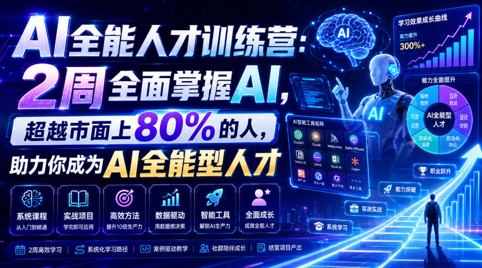 AI全能人才训练营:2周全面掌握AI,超越市面上80%的人,助力你成为AI全能型人才-项目汇