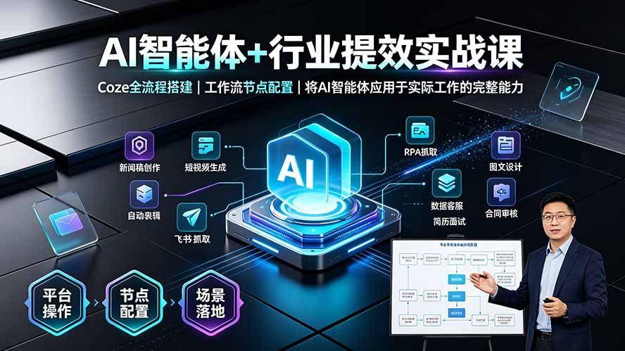 AI智能体+行业提效实战课·Coze全流程搭建｜工作流节点配置｜将AI智能体应用于实际工作的完整能力-项目汇