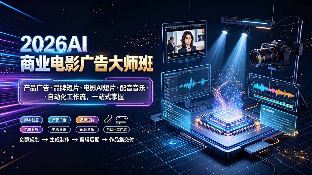 2026AI商业电影广告大师班：产品广告·品牌短片·电影AI短片·配音音乐·自动化工作流，一站式掌握-项目汇