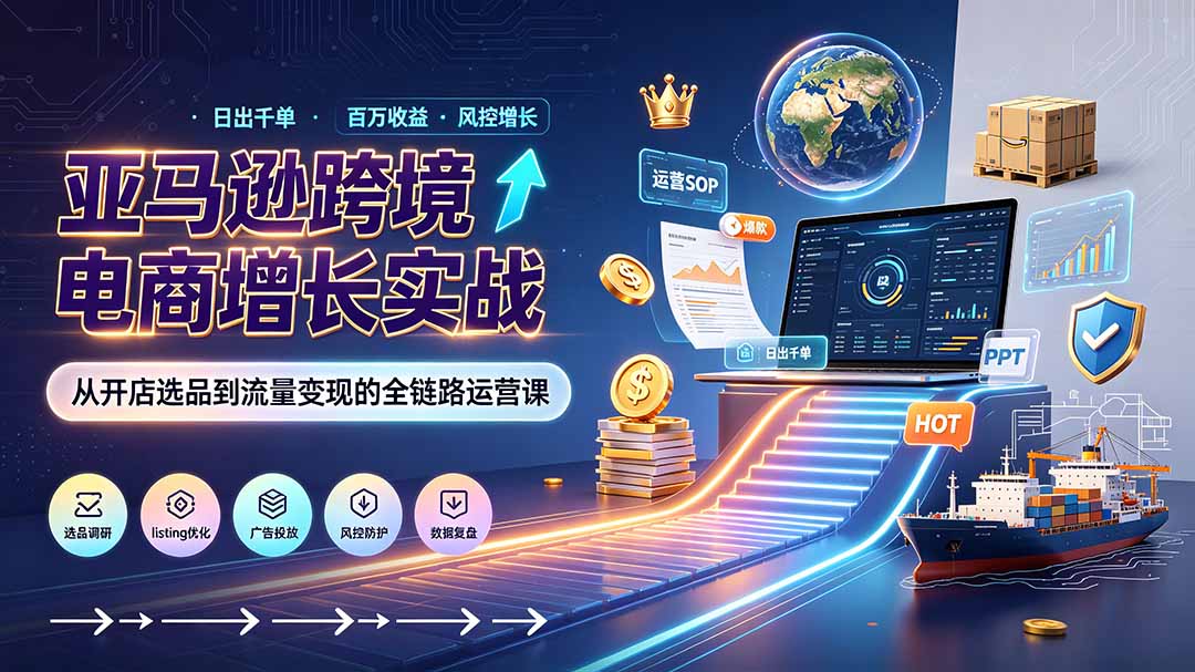 亚马逊0-1孵化特训营8期：从注册风控到稳定日出千单实战，规避审核封店风险，标准化执行流程落地-项目汇