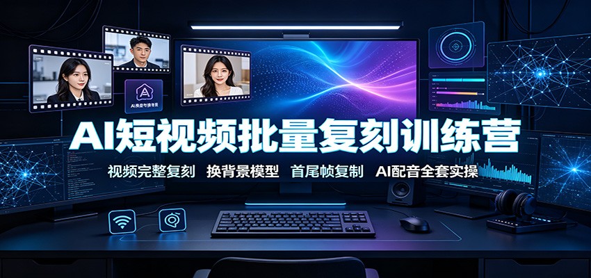 AI短视频批量复刻训练营：视频完整复刻，换背景模型、首尾帧复制、AI配音全套实操-项目汇