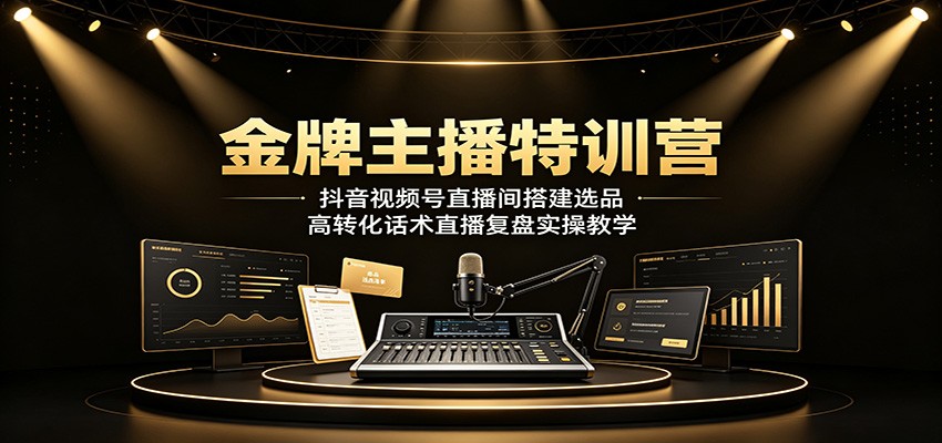 金牌主播特训营：抖音视频号直播间搭建选品，高转化话术直播复盘实操教学-项目汇