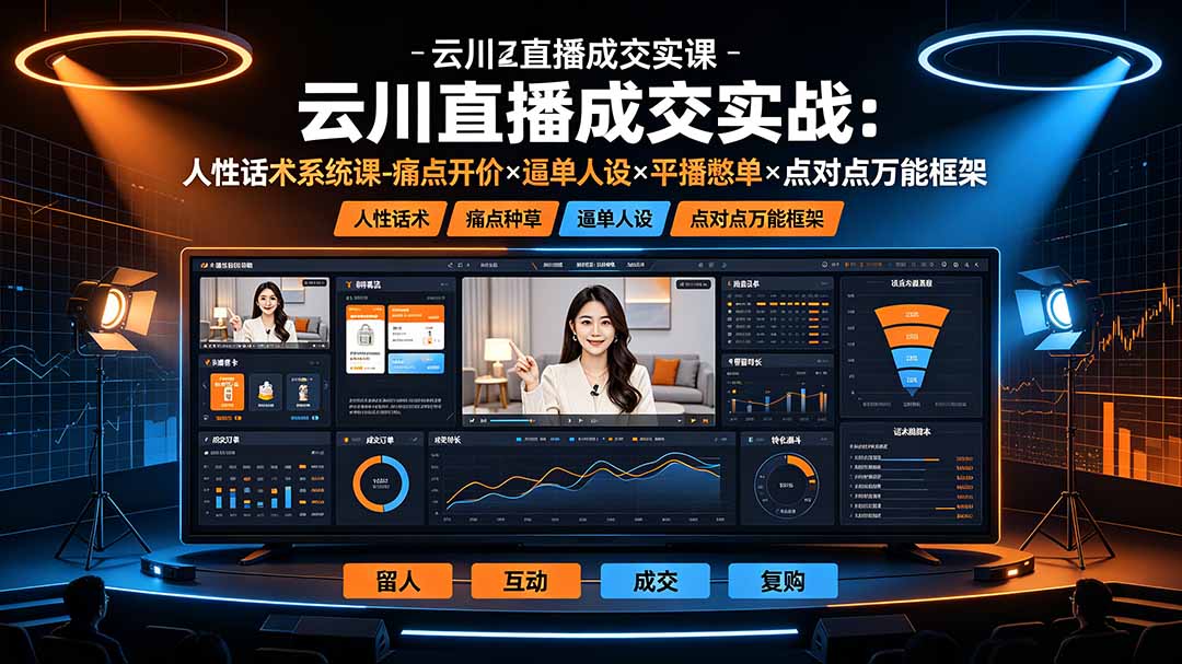云川直播成交实战：人性话术系统课-痛点种草×塑品开价×逼单人设×平播憋单×点对点万能框架-项目汇