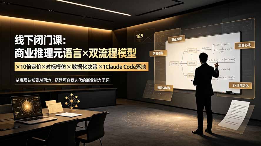 线下闭门课:商业推理元语言×双流程模型×10倍定价×对标模仿×数据化决策×Claude Code落地,击穿认知盲区-项目汇