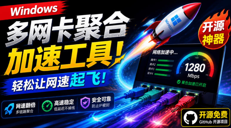 Github开源黑科技!多网卡网速聚合加速工具,一键让你的电脑网速起飞,这感觉也太爽了HypoMux-项目汇