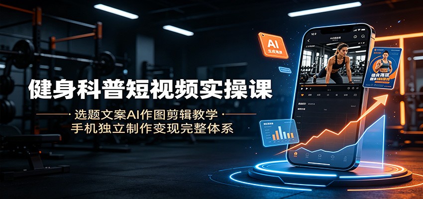 健身科普短视频实操课:选题文案AI作图剪辑教学,手机独立制作变现完整体系-项目汇