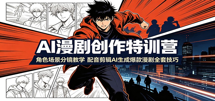 AI漫剧创作特训营:角色场景分镜教学,配音剪辑AI生成爆款漫剧全套技巧-项目汇