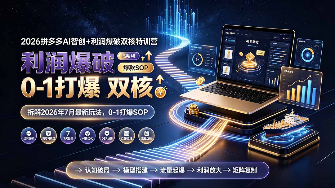 2026拼多多AI智创+利润爆破双核特训营-更新:拆解2026年7月最新玩法,0-1打爆SOP-项目汇