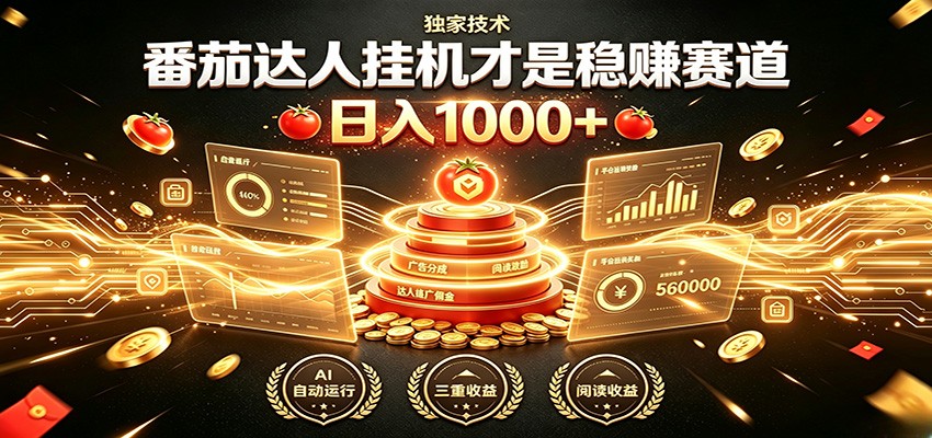 别再瞎找副业！番茄达人挂机才是稳赚赛道 日入1000+-项目汇